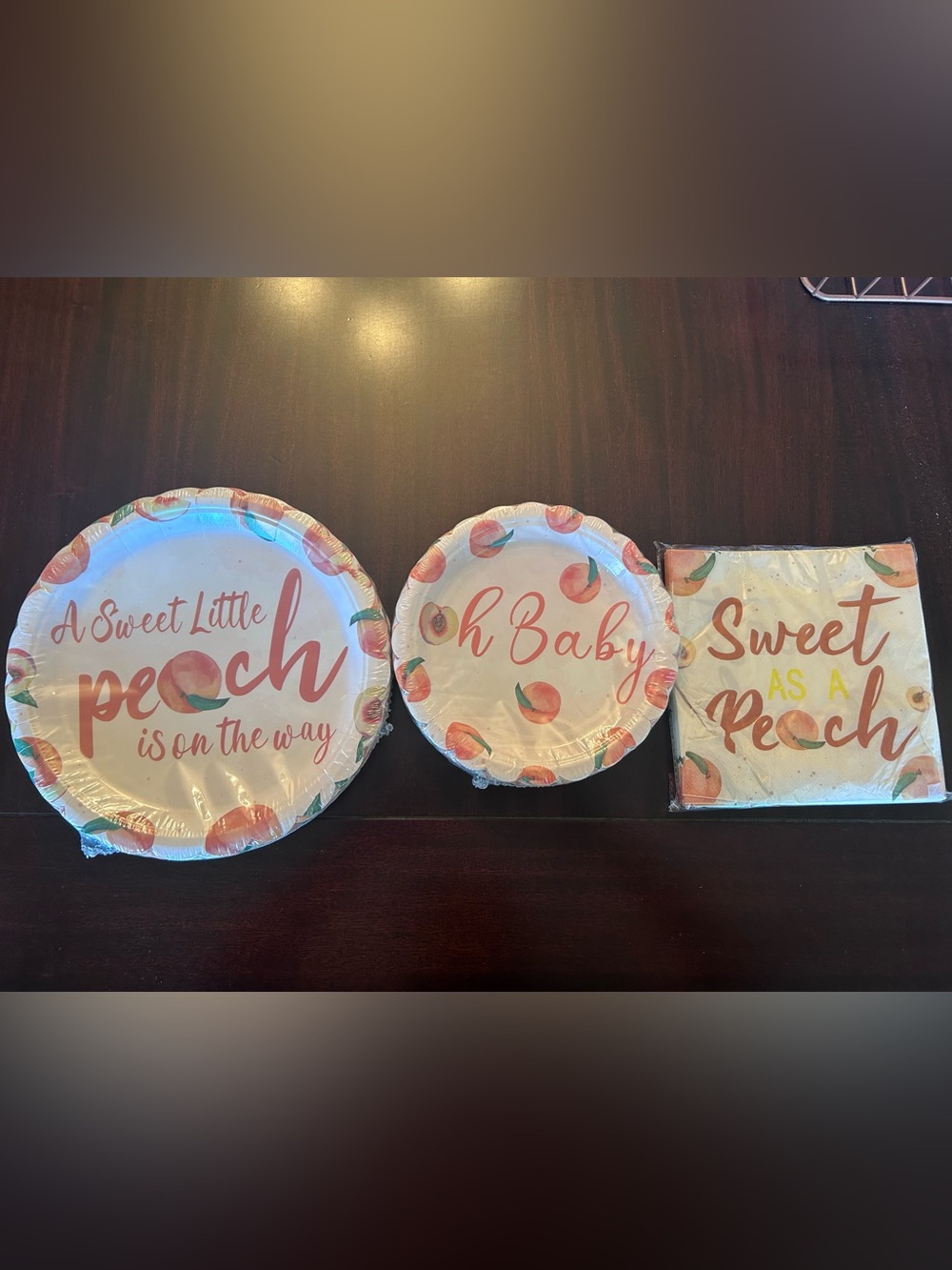 Oh Baby Peach Themed Paper Plates - Peach Pink Design